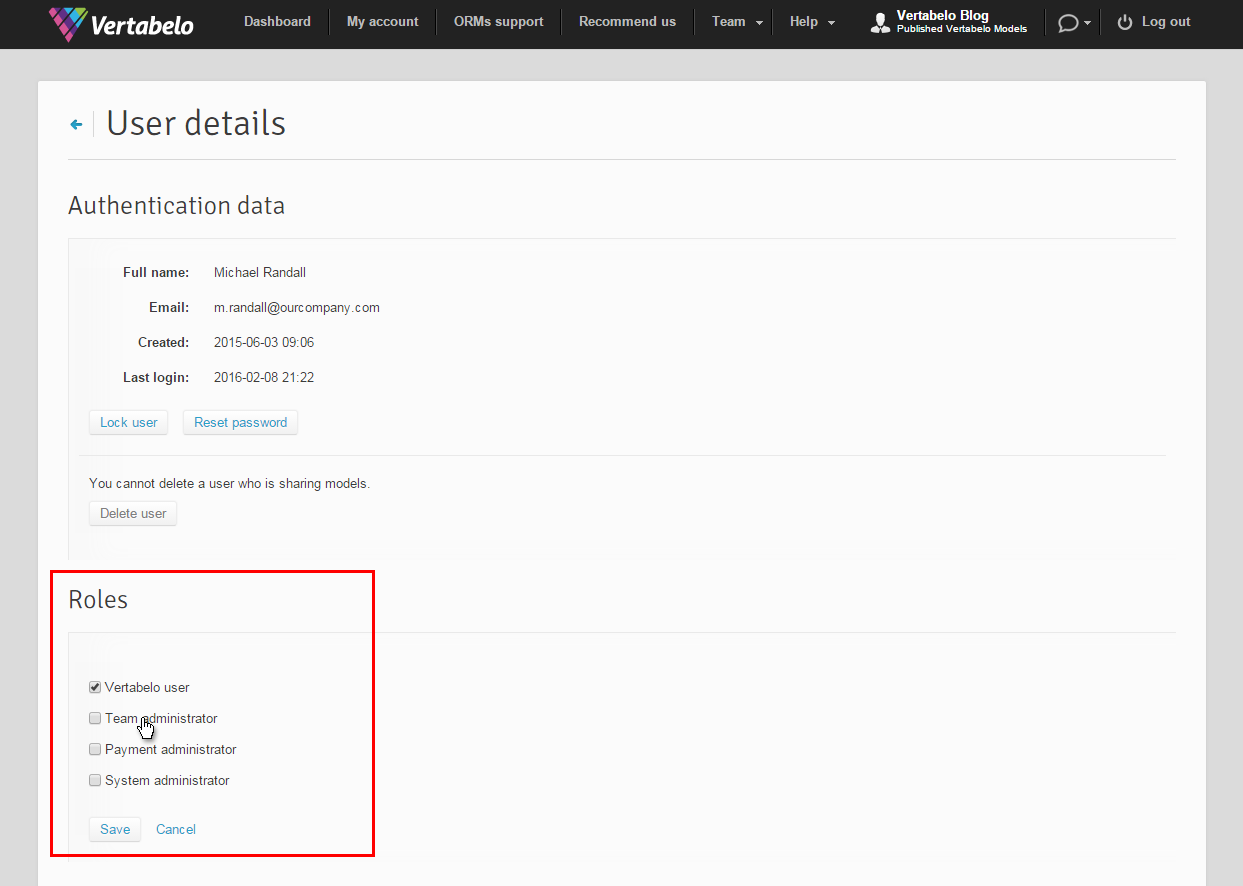 Collaboration on database model