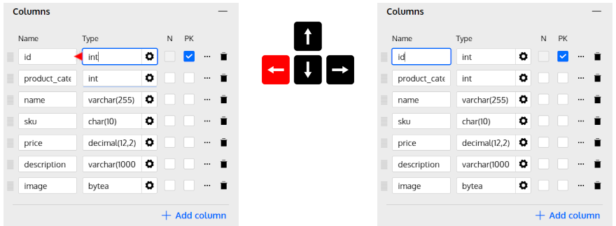 Use the 'Left' arrow to move to the previous field