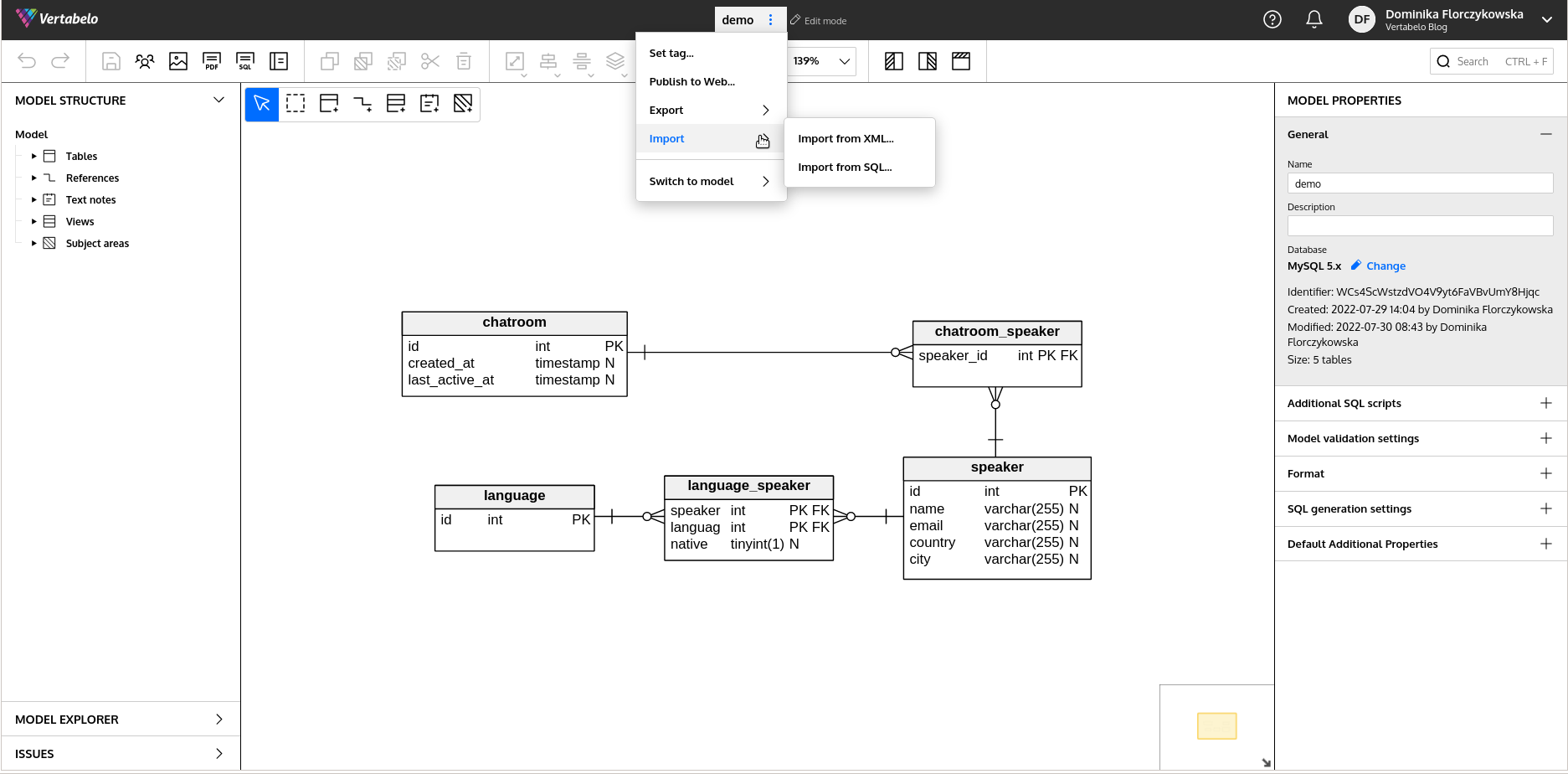 Export SQL DDL From MySQL Workbench for Importing Into Vertabelo