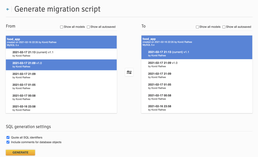 How to Generate a Migration Script in Vertabelo
