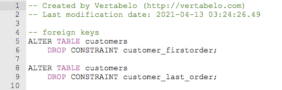 SQL Scripts in Vertabelo