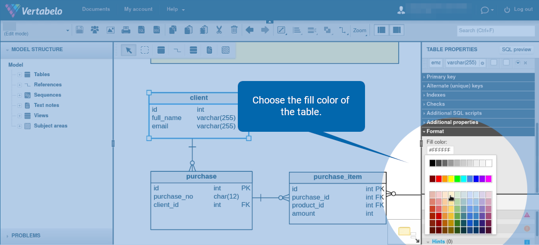 Use Color for Different Table Types