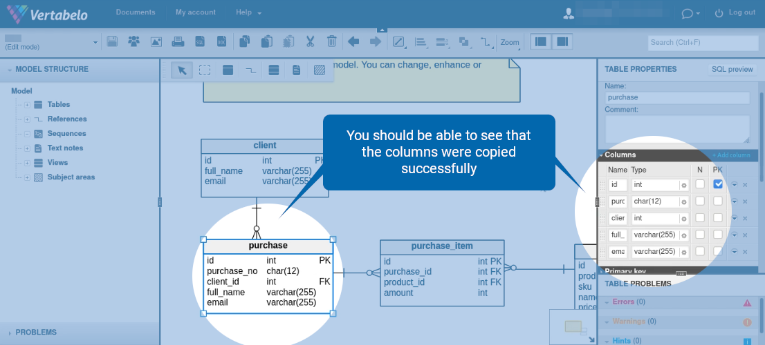 How to Copy a Column in Vertabelo