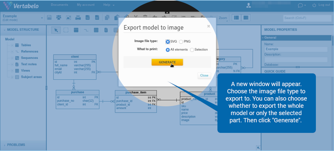 How to Export Your Vertabelo Model as an Image