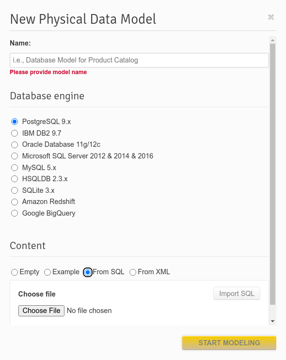 Importing an Existing Database into Vertabelo