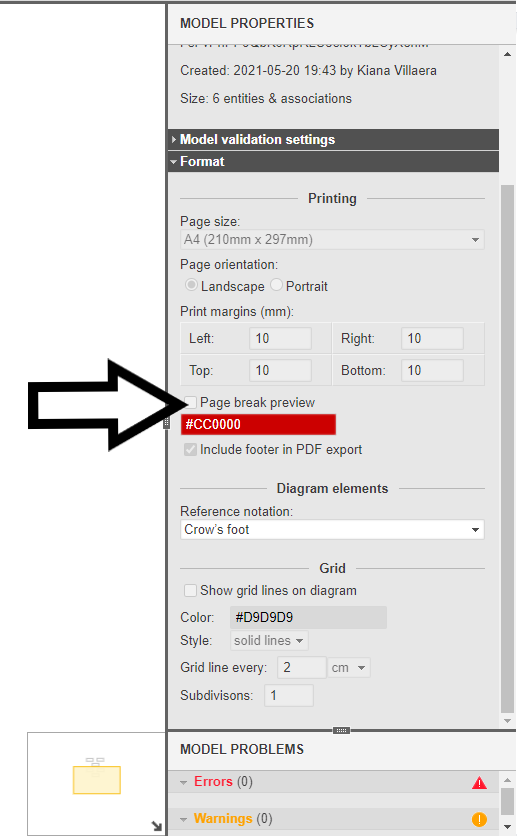 Printing your database model in Vertabelo 