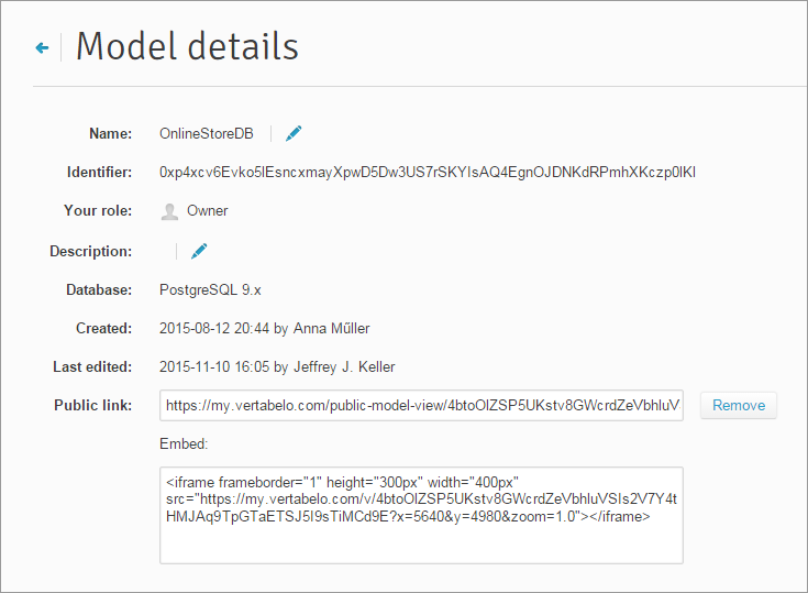 In addition to the public link, you get a code to embed the model on your website