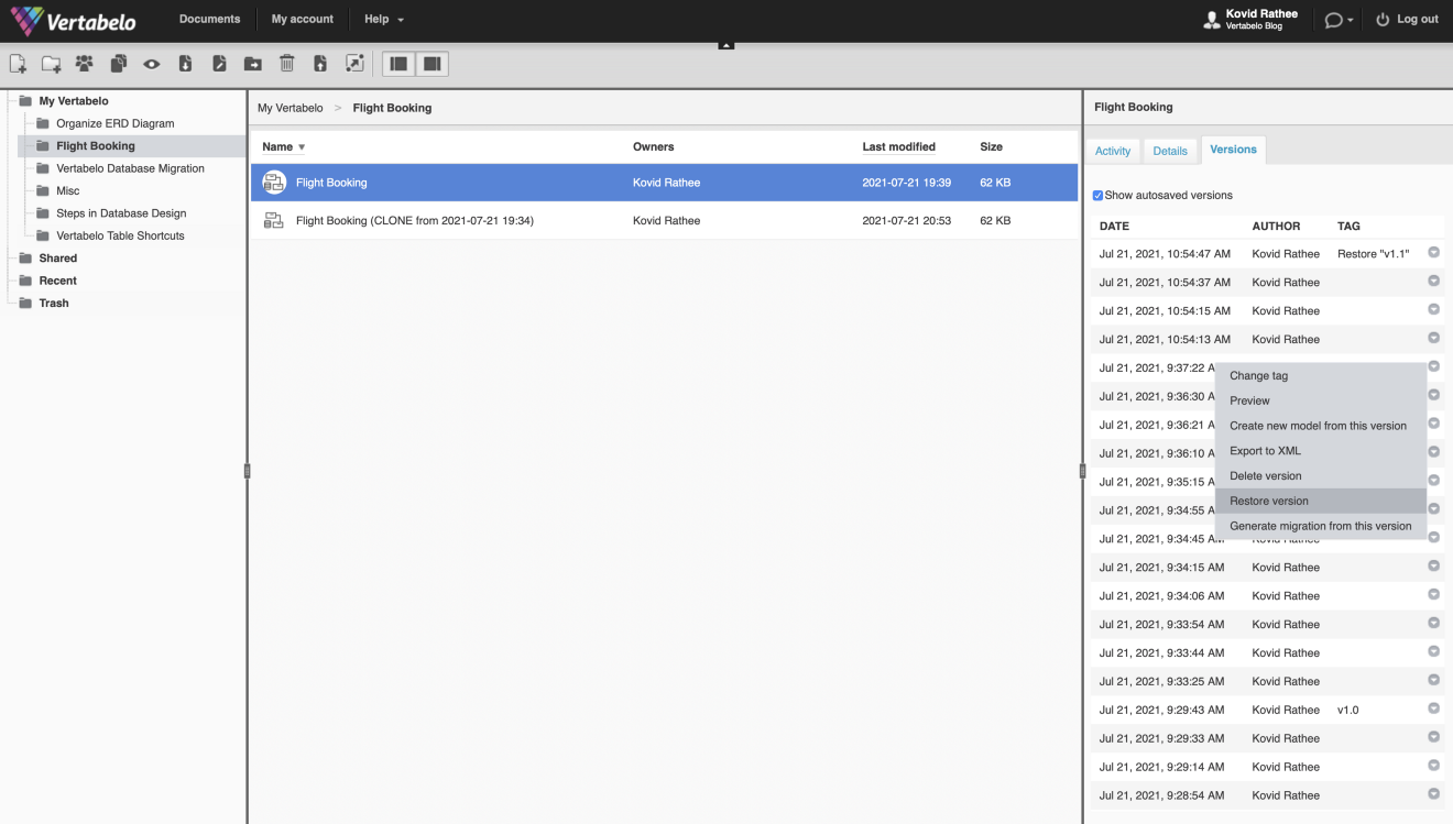 SQL physical model versioning